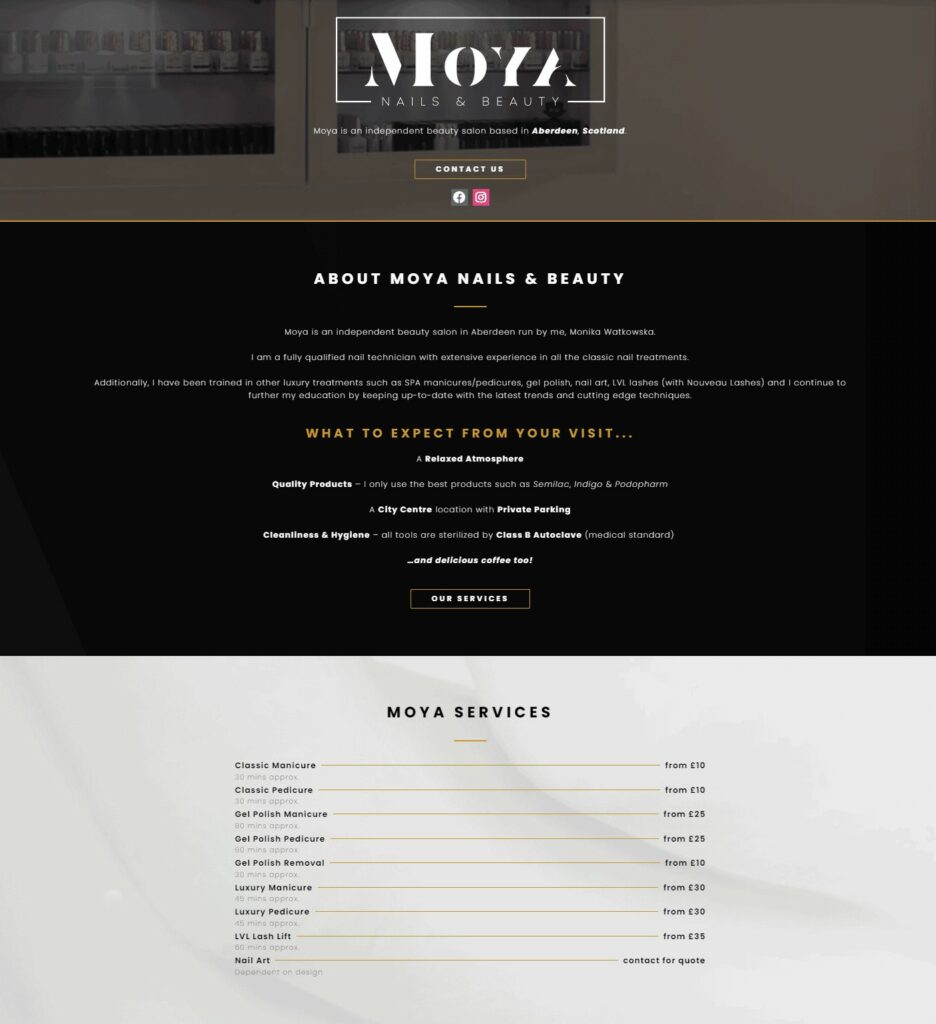 Moya website homepage