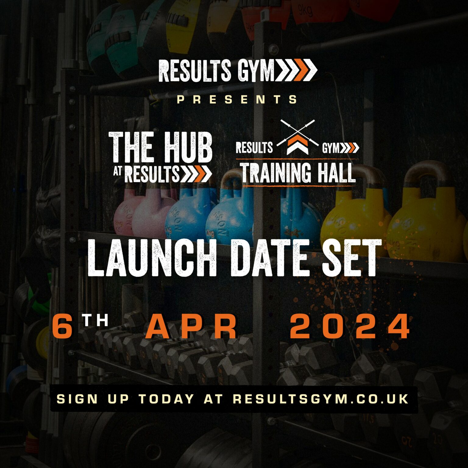 A launch graphic for social media for the Results Hub & Training Hall